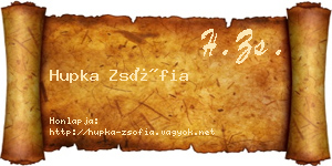 Hupka Zsófia névjegykártya