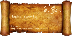 Hupka Zsófia névjegykártya